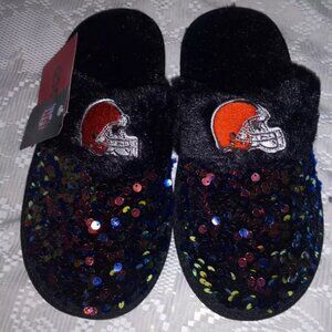 NEW FOCO Women's Cleveland Browns Sequin Slippers L(9/10)